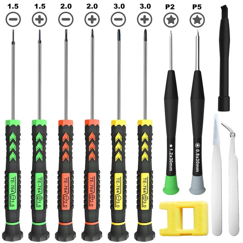 Screwdriver Set  12 Pcs Small Screwdriver Set with Flathead Phillips Pentalobe Screwdriver In Different Sizes for iPhone PC Laptop Eyeglass Jewelry Watch